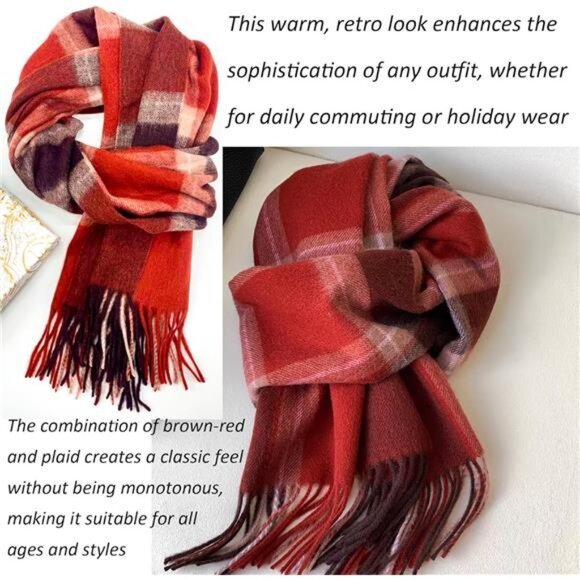 Winter Scarf Plaid Large Oversized - Picture 3 of 8